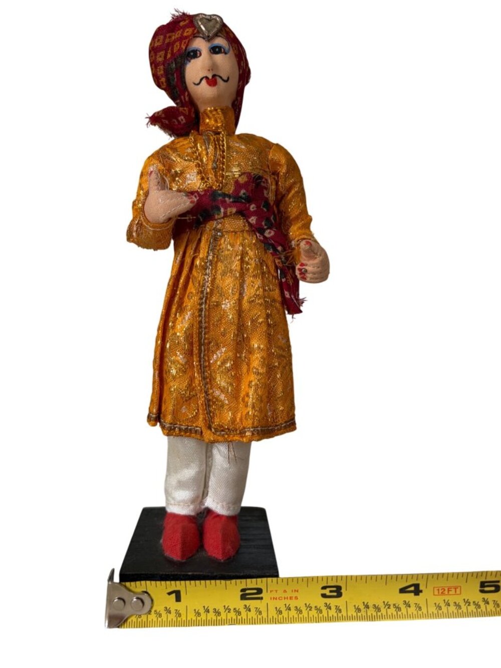Vintage Indian Rajasthani Doll Wooden Base Hindu Made in India - Picture 12 of 13